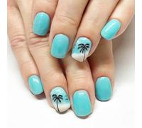 24 Stick Tree Coconut On Nails Gaguls Artificiale Short Square FALSE Glossy Press On For Woman Girls