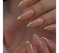 24 strisce per unghie a forma di mandorla in gel 3D per esaltare il tuo senso della moda. Disegno punta francese, vestibilità media, adesione perfetta. Il set include: 1 gel trasparente e 1 lima per u