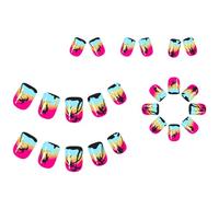 24 Sunset Pressa Chiodi Short Square False Nails Design Alberi Cocco Per Feste Matrimoni Quotidiani Life Coconut Albero Unghie Unghie