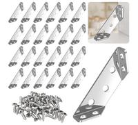 24 supporti triangolari a forma di angolo in acciaio inox, 60 x 30 mm, forma triangolare, morsetto angolare con vite M4, supporto angolare per mobili per scaffali in legno, armadi
