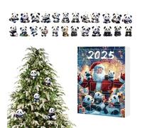 24 Tage Panda Adventskalender Weihnachten - 24 Tage Countdown Kalender Panda Anhänger | Niedliche 2D Flache Acryl Deko Für Auto Innenspiegel, Weihnachtsbaum, Tür, Fenster, Party Dekoration, Kreative W