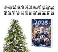 24 Tage Panda Adventskalender Weihnachten - 24 Tage Countdown Kalender Panda Anhänger | Niedliche 2D Flache Acryl Deko Für Auto Innenspiegel, Weihnachtsbaum, Tür, Fenster, Party Dekoration, Kreative W
