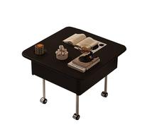 24“ Tavolino centrale in legno, Tavolini da caffè in stile Mid-Century Modern con piano sollevabile e contenitore, Comodini quadrati multifunzione con ruote e gambe cilindriche(Nero)
