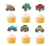 24 topper per cupcake a tema Monster Truck a tema auto da corsa per feste di compleanno decorazioni per feste di compleanno per bambini forniture per baby shower