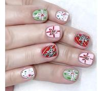 24 unghie a pressione a tema natalizio bianco rossore floreale design glitter accenti per feste uso quotidiano regalo da donna set per unghie