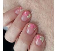 24 unghie a pressione con punta francese per unghie quadrate, unghie finte, unghie artificiali in acrilico, copre completamente le unghie finte