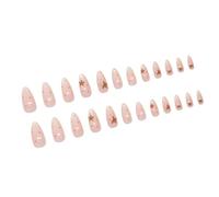 24 unghie a pressione con stelle a pois disegni, unghie finte in acrilico, unghie lunghe a mandorla, copertura completa