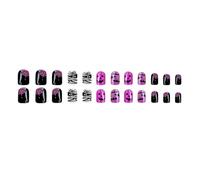 24 unghie a pressione per Halloween, unghie finte con copertura completa, unghie corte quadrate, unghie finte per donna