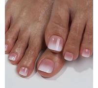 24 unghie a pressione rosa nude con colla, kit unghie finte, materiale ABS per una lunga durata, 12 misure si adattano perfettamente, design lucido con punta francese per vari