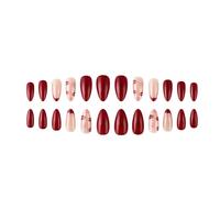 24 unghie acriliche con stampa labbra per San Valentino con punta francese finta, a mandorla, a pressione