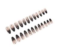 24 unghie adesive a mandorla per unghie, lucide, con stelle, luna, a pressione, per manicure