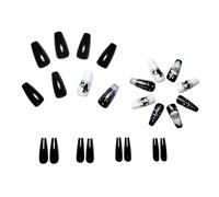 24 unghie adesive natalizie a forma di renna, con slitta e renna, in acrilico lucido, copertura completa, unghie finte invernali