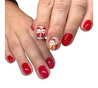 24 unghie artificiali a forma di Babbo Natale, copertura completa, artigli invernali a pressione corta, per donne e ragazze