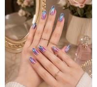 24 unghie artificiali a mandorla con glitter adesive. | Materiale in gel flessibile con design da salone, due varianti di fissaggio per una semplice manicure a casa.
