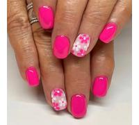 24 unghie artificiali carine da incollare, unghie corte quadrate, fiori per spingere le unghie, unghie acriliche lucide