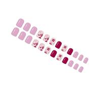 24 unghie artificiali corte quadrate a pressione, viola, floreale, scintillanti, colori dolci che garantiscono perfettamente per le mani, facili da applicare