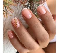 24 Unghie Artificiali Grano Con Punta Francese Stampa Bastoncino Quadrato Corto Falso Lucido Per La Festa