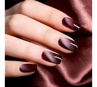 24 unghie artificiali lucide di media lunghezza copre completamente unghie finte eleganti unghie adesive unghie a pressione occhi di gatto sulle unghie