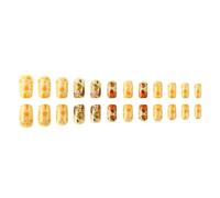 24 unghie corte quadrate a pressione sulle unghie del Ringraziamento zucche unghie finte autunnali coperture complete stick sulle unghie per le donne