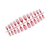 24 unghie finte a forma di mandorla con fiocchi, unghie artificiali, per San Valentino, a pressione, con punta francese