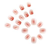 24 unghie finte a forma di nuvola, punta francese, bianca, a pressione su barra quadrata corta con sfumature finte