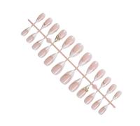 24 unghie finte a mandorla, punta francese bianca perla con fiocco dorato, unghie corte a pressione in 12 misure, kit per unghie in acrilico a ballerina a copertura completa, con lima per unghie e gel