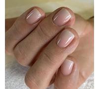 24 unghie finte a pressione, colore rosa nudo di lunghezza corta, unghie finte quadrate con colla, unghie finte alla moda per donne e ragazze