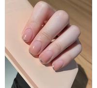 24 unghie finte a pressione, colore rosa nudo di lunghezza corta, unghie finte quadrate con colla, unghie finte alla moda per donne e ragazze