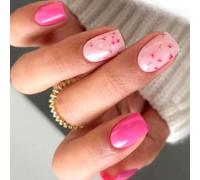 24 unghie finte a pressione con fiore, corte, quadrate, per manicure, per tutti i giorni e per il lavoro in qualsiasi occasione, unghie corte quadrate