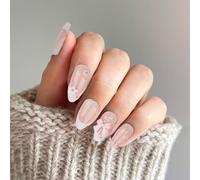24 unghie finte a pressione con punta francese, colla sulle unghie, copertura completa, per donne e ragazze, accessori per nail art (stile 2)