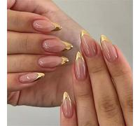 24 unghie finte a punta francese, lunghe mandorle in ABS, comode da indossare per le donne, per tutti i giorni, per feste