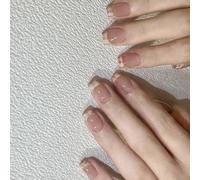 24 unghie finte a punta francese, riutilizzabili, in acrilico, corte, ballerine, copertura completa, unghie adesive lucide