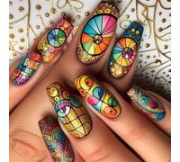 24 unghie finte acriliche lucide per unghie finte, facili da applicare, per spingere le unghie, per diverse occasioni