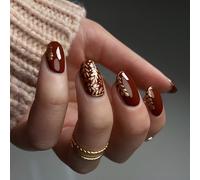 24 unghie finte adesive a forma di grano, per San Valentino, unghie finte a pressione, corte a mandorla, da donna