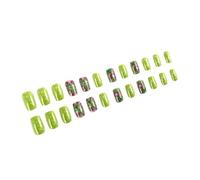 24 unghie finte adesive lucide per festival, unghie corte a pressione su unghie a quadrifoglio, fiori, unghie artificiali