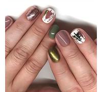 24 unghie finte con albero di Natale, copertura completa per l'inverno, unghie adesive a pressione, unghie artificiali