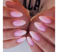 24 unghie finte con colla - Unghie acriliche lucide di media lunghezza, a copertura totale, manicure fai da te a lunga durata(Pink)