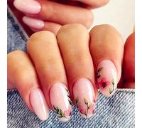 24 unghie finte con punta francese, corte e quadrate, rosa con punta bianca, copertura completa, colla per unghie, unghie finte francesi, per donne e ragazze, per nail art (punta bianca francese),