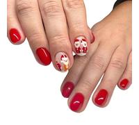 24 unghie finte corte natalizie a pressione, copertura completa, unghie adesive con Babbo Natale, forniture per manicure