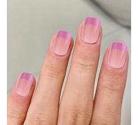 24 unghie finte corte quadrate a pressione, unghie finte francesi, unghie finte acriliche, colla per unghie artificiali per donne