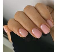 24 unghie finte corte, rosa tinta unita, quadrate, a pressione, lucide, medie, per nail art, unghie francesi quadrate, da attaccare alle unghie, regali da donna