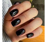 24 unghie finte corte, rosa tinta unita, quadrate, a pressione, lucide, medie, per nail art, unghie francesi quadrate, da attaccare alle unghie, regali da donna