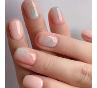 24 unghie finte corte, rosa tinta unita, quadrate, a pressione, lucide, medie, per nail art, unghie francesi quadrate, da attaccare alle unghie, regali da donna
