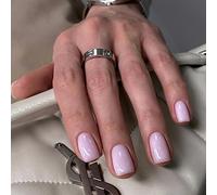 24 unghie finte corte, rosa tinta unita, quadrate, a pressione, lucide, medie, per nail art, unghie francesi quadrate, da attaccare alle unghie, regali da donna