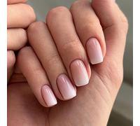 24 unghie finte corte, rosa tinta unita, quadrate, a pressione, lucide, medie, per nail art, unghie francesi quadrate, da attaccare alle unghie, regali da donna