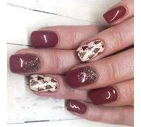 24 unghie finte glitterate per Natale, a pressione, quadrate, per l'inverno