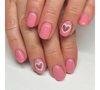 24 unghie finte lucide per San Valentino sulle unghie corte quadrate a pressione sulle unghie scintillanti a forma di cuore artificiali