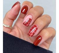 24 unghie finte lucide, quadrate, a pressione, con occhi di gatto, eleganti unghie in acrilico