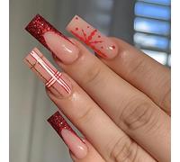 24 unghie finte lunghe per Halloween, graziose unghie a pressione, in acrilico, copertura completa, per donne e ragazze, accessori per nail art (014#)