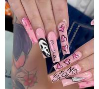 24 unghie finte lunghe per Halloween, graziose unghie a pressione, in acrilico, copertura completa, per donne e ragazze, accessori per nail art (003#)